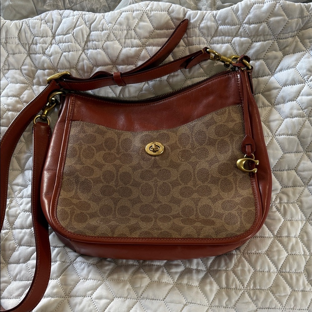 Coach Brown and Tan Shoulder Bag